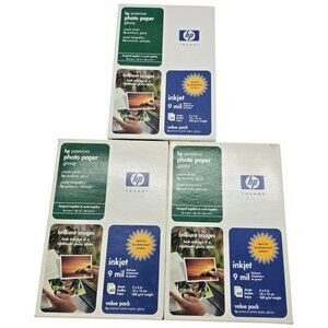 HP Premium Glossy Photo Paper 4x6 Inkjet 9 mil‎ 60 Sheets Value Pack Lot of 3